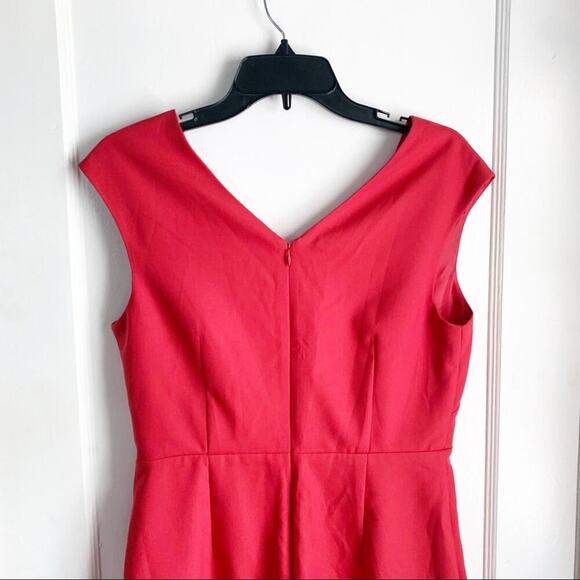 LOFT Sleeveless Faux Wrap V-Neck Cap Sleeve Dress Red Size 2 NWT Side Buttons - Picture 10 of 11